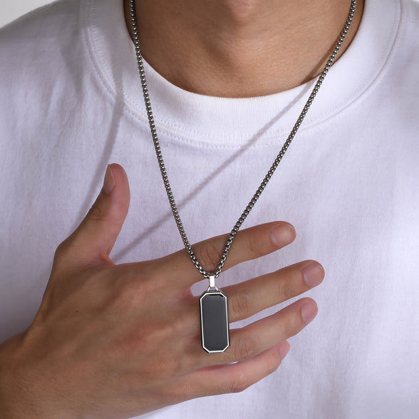 Men's Simple Black Drip Oil Stainless Steel Pendant: A Unique Gift for Him