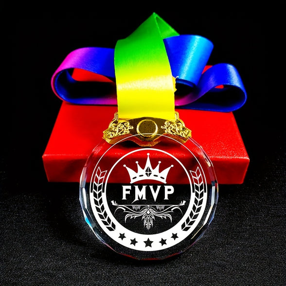 DIY Blank Crystal Award Medals - Create Your Own Trophy with Ribbon and Gift Box