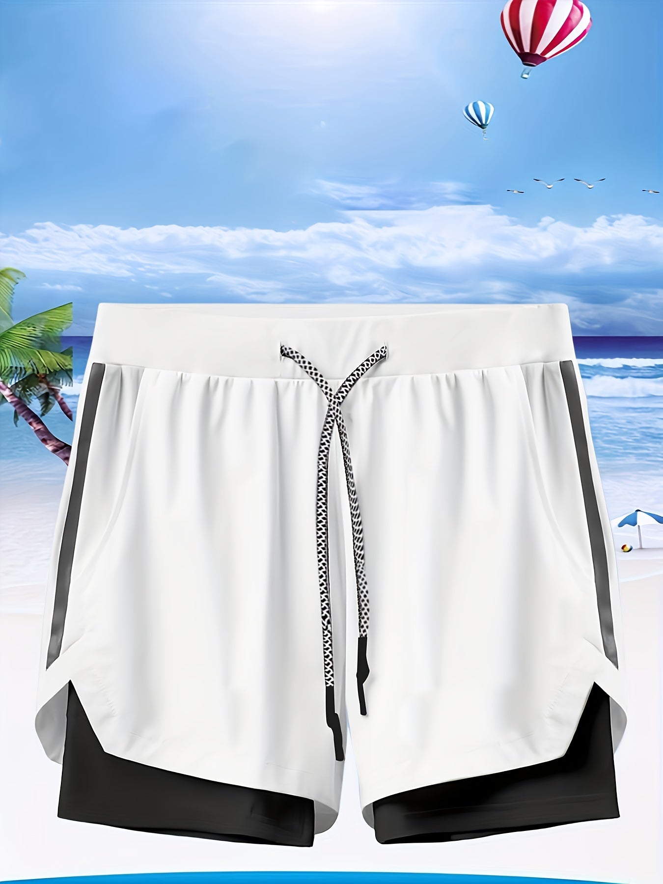 Men's 2-in-1 Swim Boxers: Double Layer Swimsuit Shorts for Summer Beach