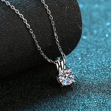 12ct Round Moissanite Solitaire Necklace  Perfect Womens Gift