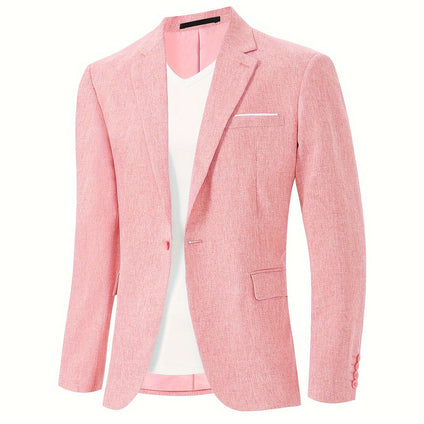 Men's Classic Business One-Button Blazer: A Solid Color Essential for Spring and Fall