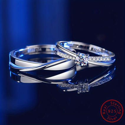925 Sterling Silver Mobius Couple Rings  Luxury Proposal Gift