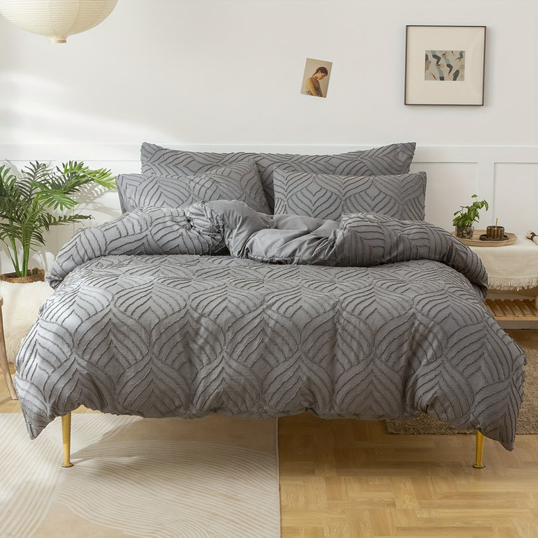 Elegant Leaf Jacquard Duvet Cover Set