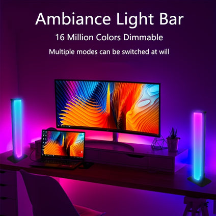 2pcs Smart LED Light Bars - Transform Your Space with RGB Night Light, Music Sync, Remote & App Control - Ideal for TV, Bedroom & Desktop Decoration