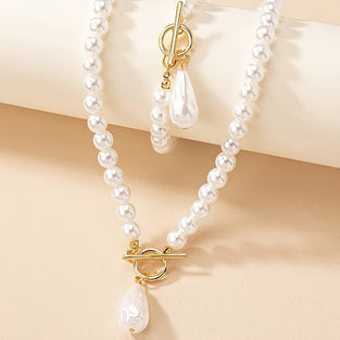 14k Gold Plated Faux Pearl Jewelry Set for Everyday and Special Occasions