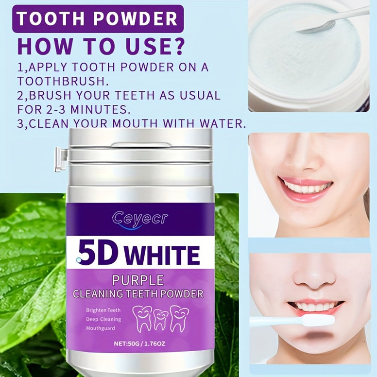 5D Whitening Teeth Cleaning Powder: Deep Clean Tooth Polish for Basic Oral Care