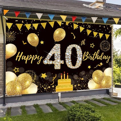 1pc, Happy 40th Birthday Backdrop, Bling Happy Birthday Backdrop Banner Perfect For Photoshoot And Holiday Decoration Background Decorative Banner Studio Photoshoot, Holiday Accessory, Birthday Party Supplies, Room Decor, Home Decor