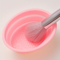 GlamClean Makeup Cleaning Kit: Compact Brush Cleaning Pad and Scrubber Bowl for Girls and Women - Easy and Portable Cosmetic Brush Cleaner