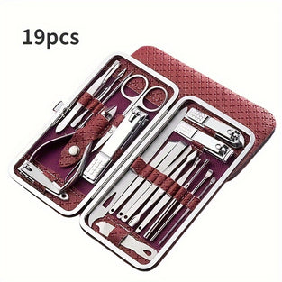 Nail Clippers Manicure Tool Set Stainless Steel Travel Case