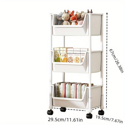 Modern Plastic Multi-Tier Storage Cart Organizer with Wheels