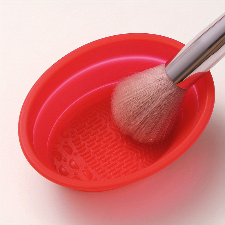 GlamClean Makeup Cleaning Kit: Compact Brush Cleaning Pad and Scrubber Bowl for Girls and Women - Easy and Portable Cosmetic Brush Cleaner