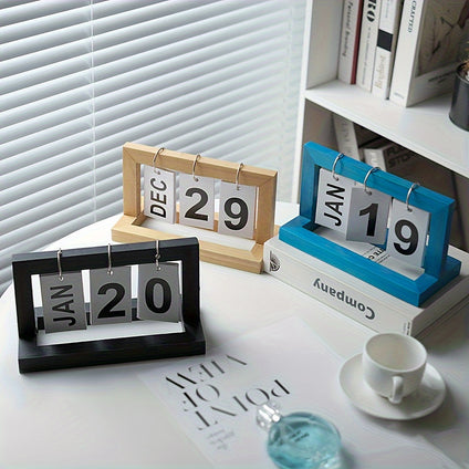 Elegant Dual Language Wooden Desk Calendar