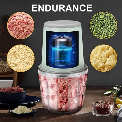 Wireless Electric Meat Mincer/Mini Food Chopper Rechargeable 300ML, 600ML Glass Container For Cutting Blocks, Chopping And Pure Vegetables/Fruits/Meat