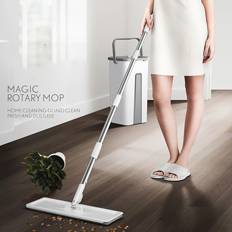 Hand-Free Cleaning with 1 Set Household Mop and Bucket - Wet and Dry Tile, Marble, Wooden Floor Cleaning Supplies