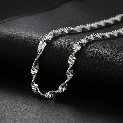 1pc Exquisite Shiny 925 Silver-plated Bracelet, Water Wave Twisted Design Chain Bracelet, Holiday Gift For Girls