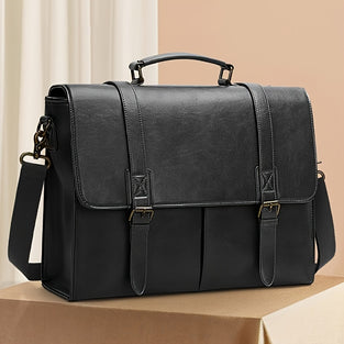 1pc 15.6-Inch Laptop Storage Briefcase, Waterproof Lightweight PU Leather Tote Bag, Vintage Business Handbag