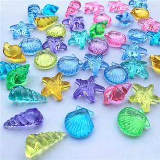 12pcs Acrylic Ocean Gemstone Toys, Sea Life Shell Conch Gemstone Toys, DIY Birthday Party Decoration