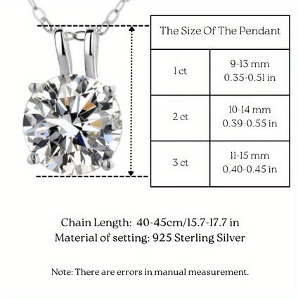 12ct Round Moissanite Solitaire Necklace  Perfect Womens Gift