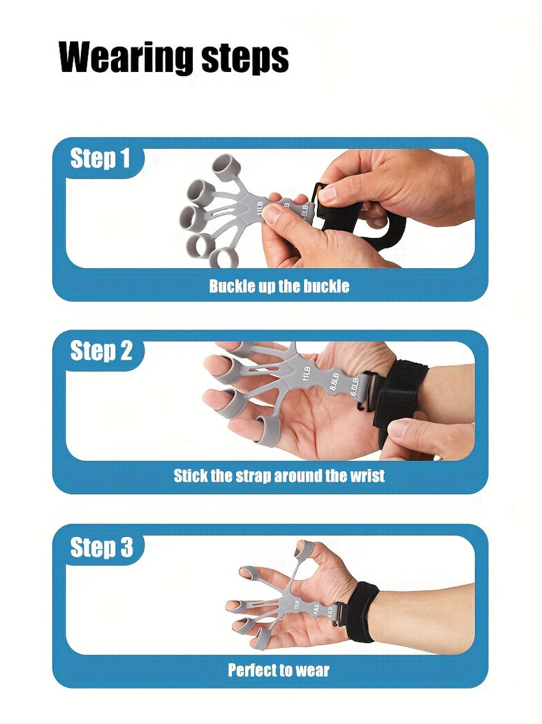 Silicone 5-Finger Trainer Hand Exerciser with Wristband: Perfect for Hand Stretching and Recovery Training