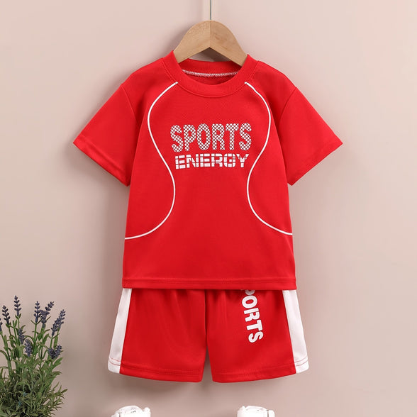 Sports Energy Print Boys 2-Piece Athletic Outfit Set: Quick Dry Summer Clothes