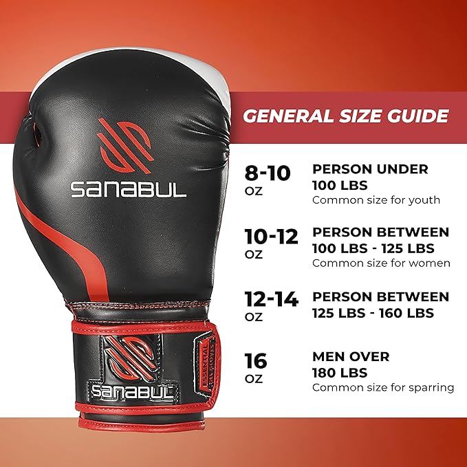 Sanabul Essential Gel Boxing and Kickboxing Gloves-Gloves for Boxing Training Sparring Fighting-8oz 10oz 12oz 14oz 16oz Gloves