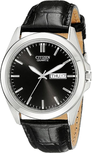 Citizen Men's Black Leather Strap Watch