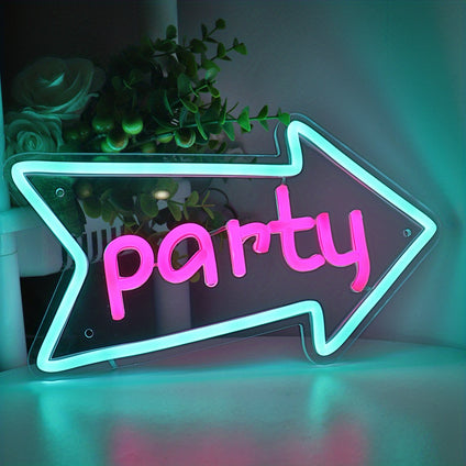 1pc Arrow With Party LED Wall Neon Sign Light, For Pub Event Shop Decoration 11.18''*6.65''(Wiring Part Random)