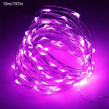 1pc 118in/197in/394in/787in, 30/50/100/200LED, Outdoor String Lights, Christmas Star Lights, Battery Powered (Not Included), DIY LED Fairy String Light, Copper Wire Light, Holiday Lighting Garland For Christmas Wedding Party Bedroom