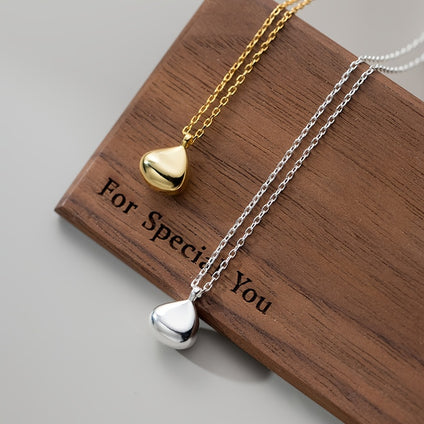1pc Minimalist Literary Glossy Drop Golden Silvery Charm Necklace Women's Fashionable High-End Sense Exquisite Clavicle Chain Versatile Temperament Daily Wear Jewelry