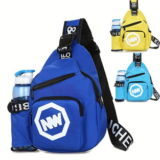 1pc Casual Chest Bag With Water Bottle Storage, Boys And Girls Crossbody Bag, Sling Bag, Cell Phone Holder Sports Outdoor Single Shoulder Bag For Running Travel