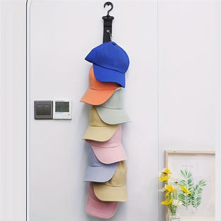 1pc Hanging Hat Storage Artifact, 8 Shelves Can Accommodate 16 Hats, Hat Store Display Comes With A Self-adhesive Hook for retail stores, boutique, supermarkets