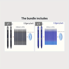 طقم أقلام جل عالية الجودة قابلة للغسل من 13 قطعة بحبر قابل للمسح وعبوات سعة فائقة