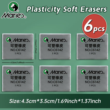 Plasticity Erasers Kneaded Eraser Tool for Artists and Beginners Available in Sets of 2 4 or 6 Pieces