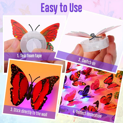 Enchanting Multicolor LED 3D Butterfly Wall Stickers