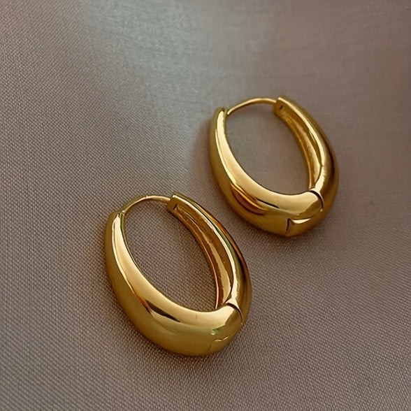 Copper Glossy Hoop Earrings: Vintage Style Women's Jewelry for Daily & Party Wear