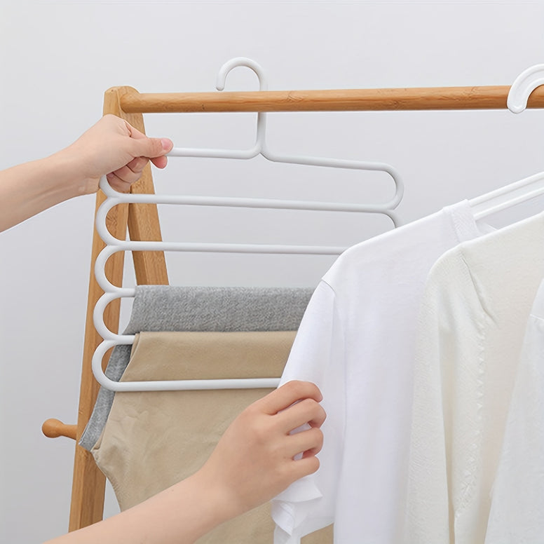 5-Tier Folding Pants Hanger - Space-Saving Metal Organizer