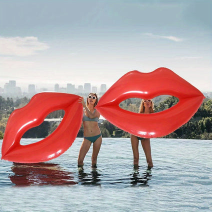 1pc Giant Red Lips Inflatable Floating Bed for Pool Party and Vacation Fun