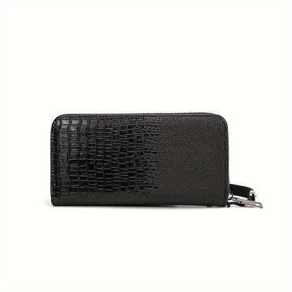 1pc Men's Crocodile Pattern Faux Leather Clutch Bag