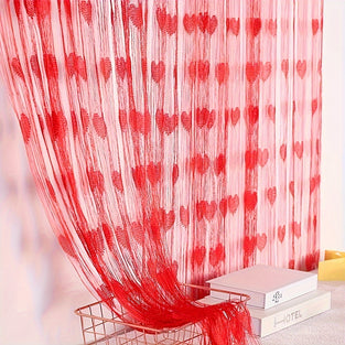 1pc Heart Pattern Window Curtain, Window Treatment Valances For Home Decor, Wedding Room Decor, Valentine's Day Party Supplies