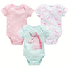 3pcs Baby's Unicorn-Themed Cotton Triangle Bodysuit Set: Comfy Short Sleeve Rompers for Everyday Wear