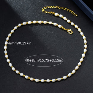 Unique Design White Freshwater Pearl Beads Beaded Necklace Simple Style Neck Chain Jewelry