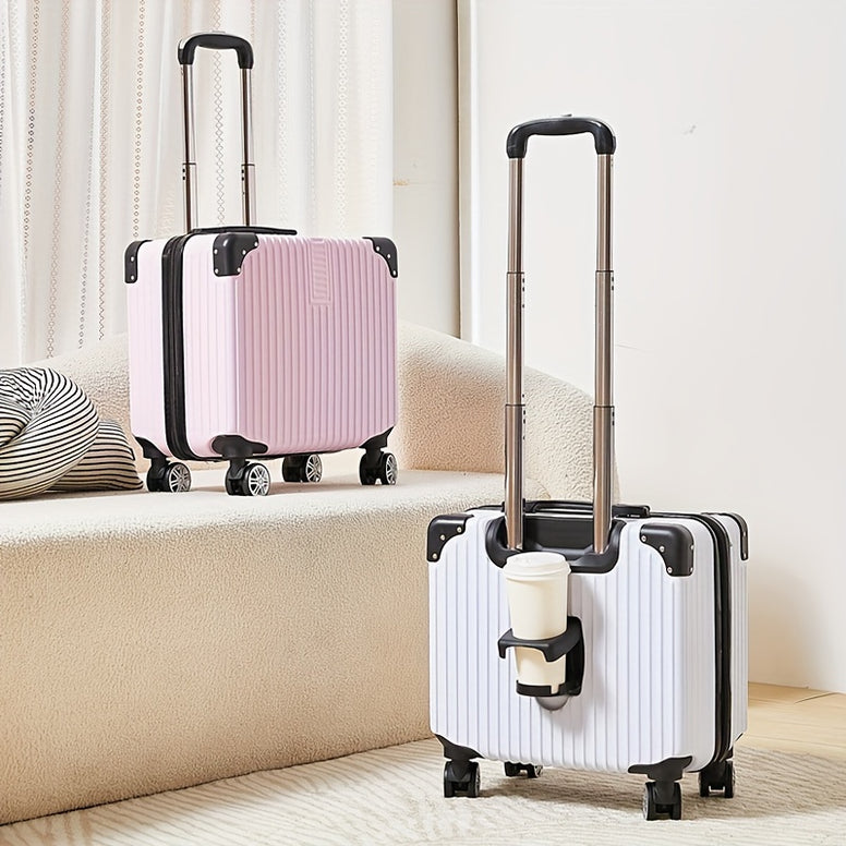 Stylish Boys & Girls Small Size Travel Luggage with Cup Holder - Vertical Stripe Classic Style Suitcase