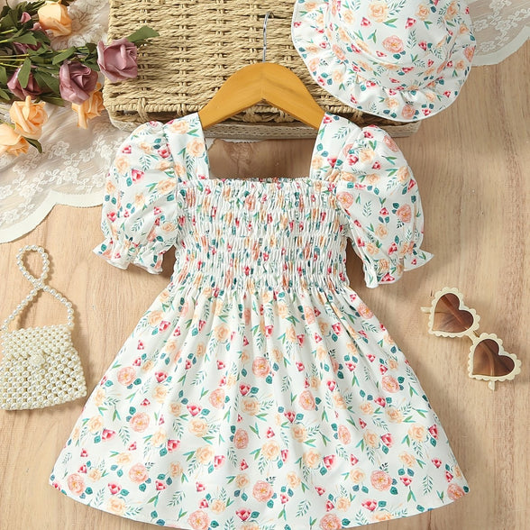 Summer Chic: Ruffle Trim Floral Dress for Toddler Girls