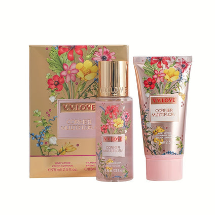 2pcs Women's Fragrance Set, Fruity And Floral Notes With Rose & Musk, Long-Lasting Body Lotion 75ml & Fragrance Mist 85ml, Gift Set For Women