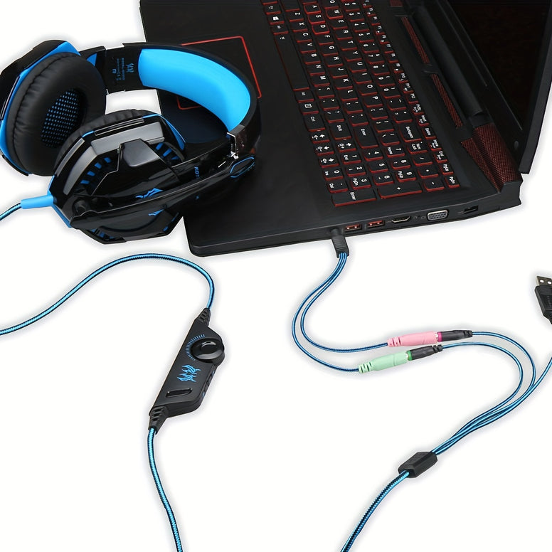 Immerse Yourself in Gaming: Premium Headset with Noise-Cancelling Mic, LED Lights, and Soft Memory Earmuffs