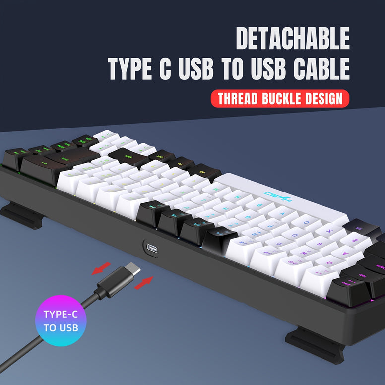 Compact 68-Key Mini RGB Keyboard and Cellular Gaming Mouse Set for Ultimate Gaming Experience on PC, PS4, and Laptop