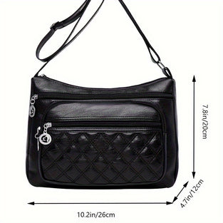 1pc Simple Fashion Business Shoulder Bag, Multi-layer Soft PU Leather Crossbody Bag