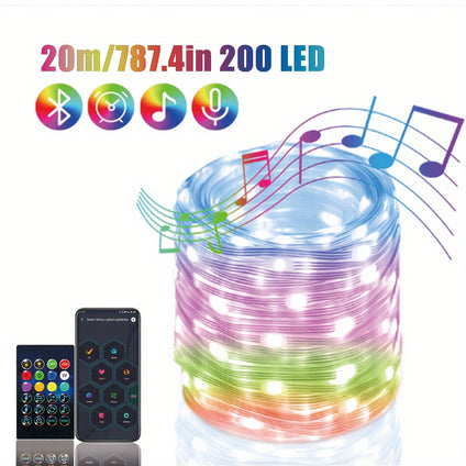 1pc Colorful Music Sync LED Strip Lights for Bedroom, Party, Halloween, Christmas Decoration - Water Resistant RGBIC Light Strips with Chasing Effect, Ramadan Decoration