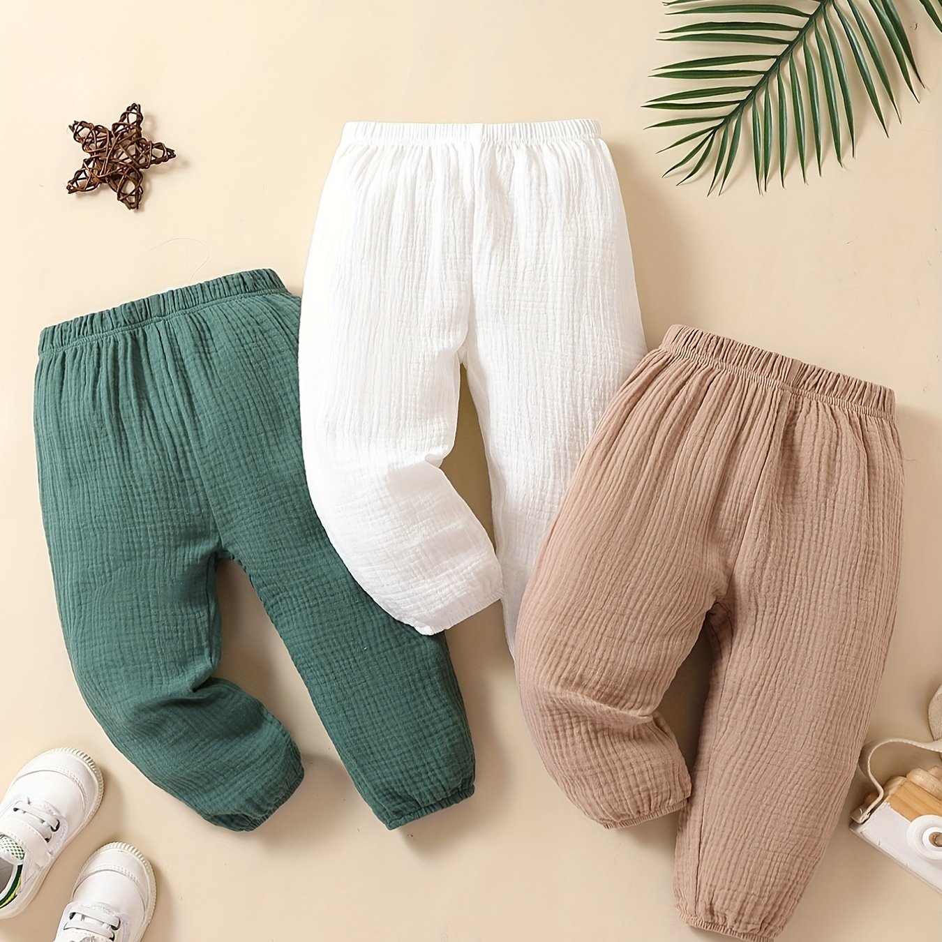 3-Piece Comfortable Breathable Sweatpants Set for Baby Boys and Girls