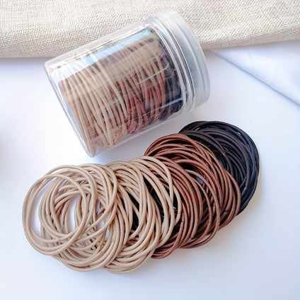 100pcs Solid Hair Tie Polyester Hair Rope Ponytail Holder Minimalist Hair Band Elastic Headwear